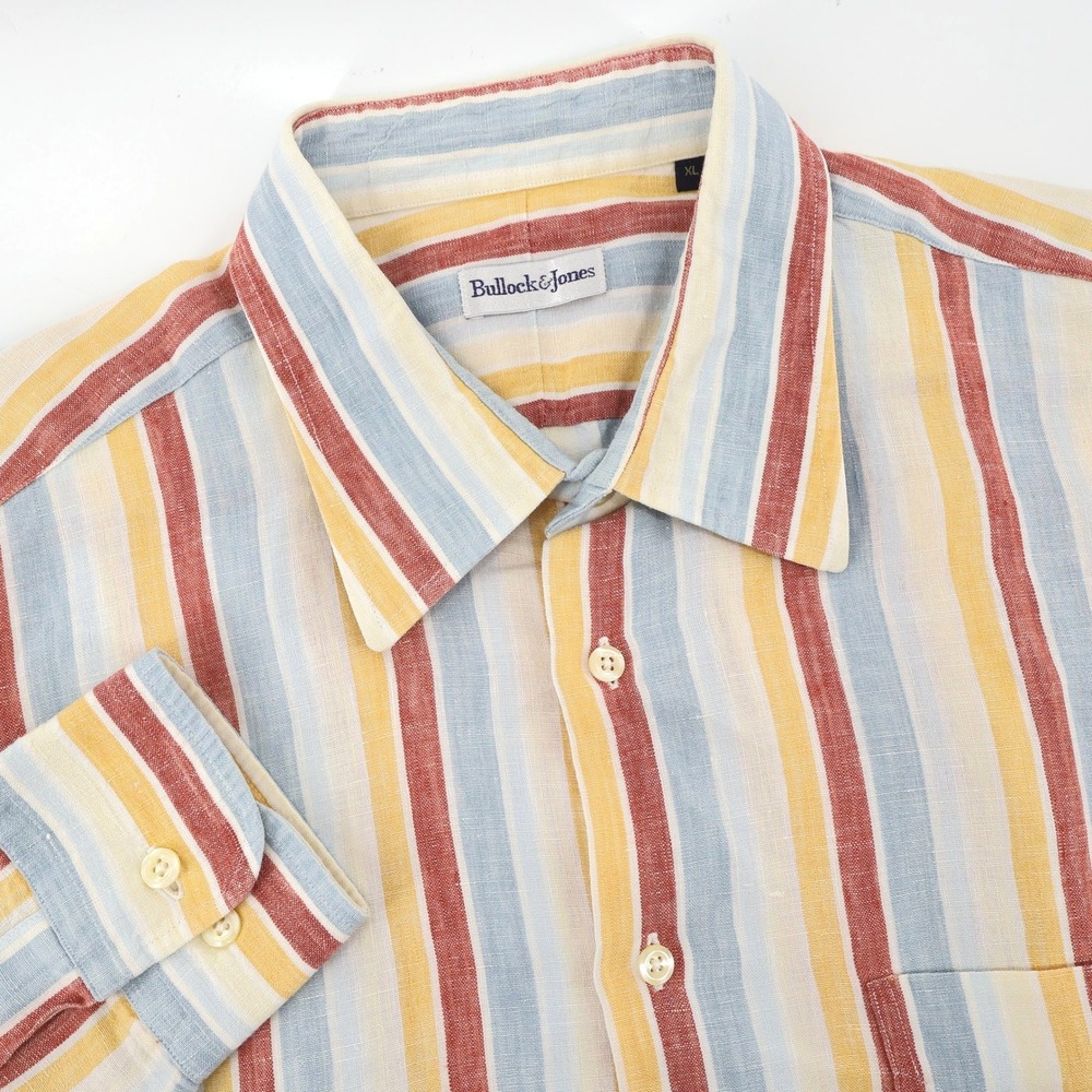 Bullock & Jones Button Down Shirt Multi Color Striped Mens XL